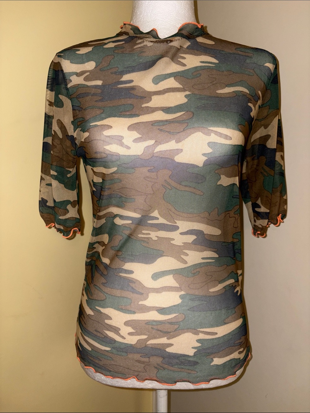 Toska Camo Mesh Short Sleeve Top - Olive, Brown, Green